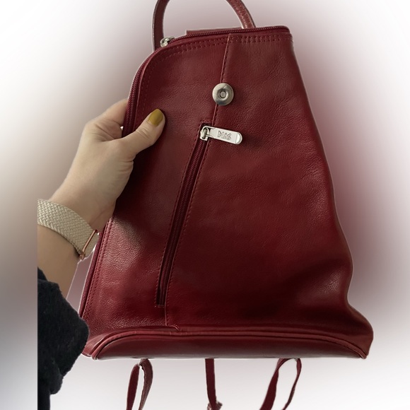DIAS Red genuine leather purse backpack, made in Greece - Picture 2 of 4